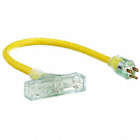 LIGHTED EXTENSION CORD, 2 FT CORD, 12 AWG WIRE SIZE, 12/3, STW, NEMA 5-15P, YELLOW
