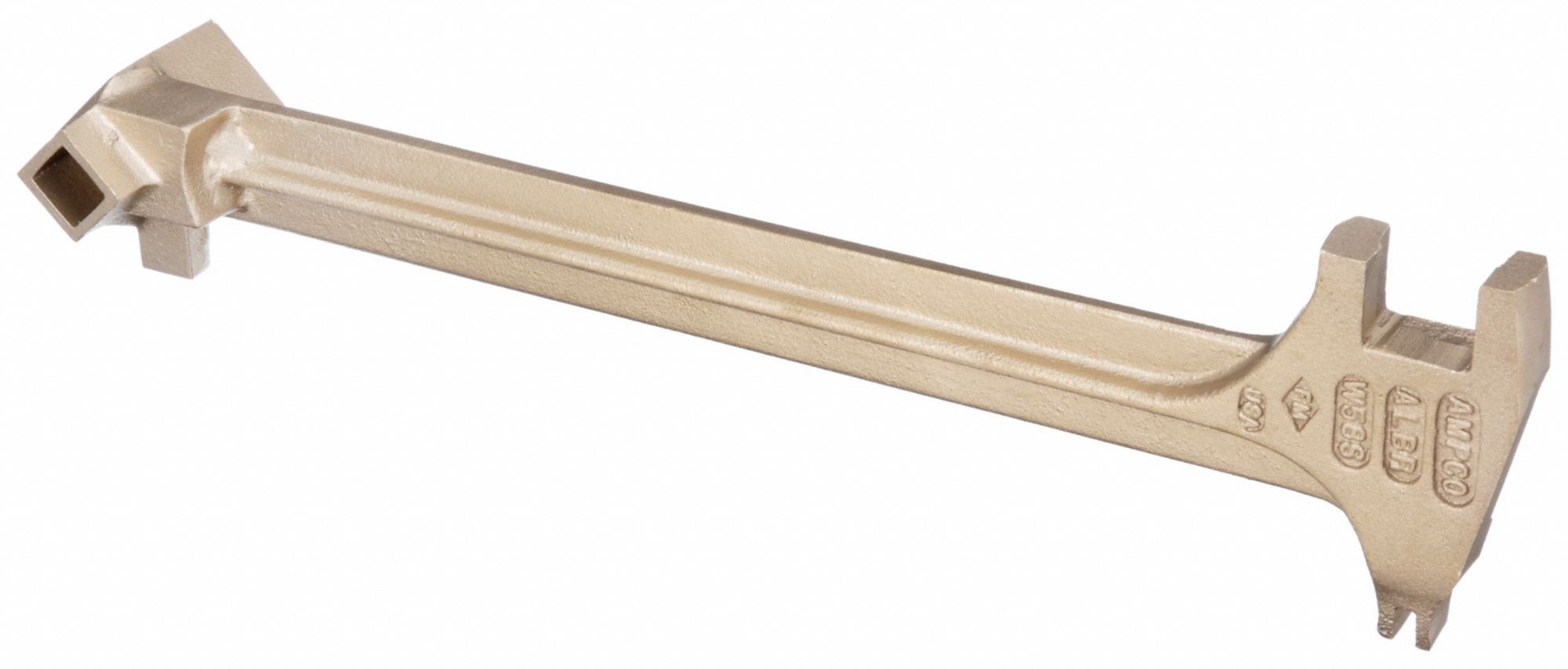 DRUM BUNG WRENCH, ALUMINUM, BRONZE, NICKEL, ERGONOMIC HANDLE/GRIP, CORROSION-RESISTANT, 15 IN L, 2.3 LB