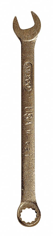 Combination Wrench: Aluminum Bronze Nickel, Natural, 1 1/8 in Head Size, 15 3/4 in Overall Lg