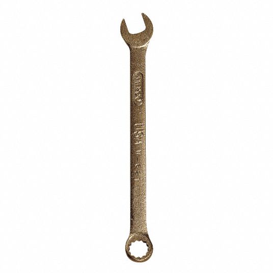 AMPCO Combination Wrench: Aluminum Bronze Nickel, Natural, 1 1/8 in Head  Size, 15 3/4 in Overall Lg