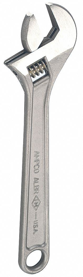 AMPCO Combination Wrench: Aluminum Bronze Nickel, Natural, 1 1/8 in Head  Size, 15 3/4 in Overall Lg