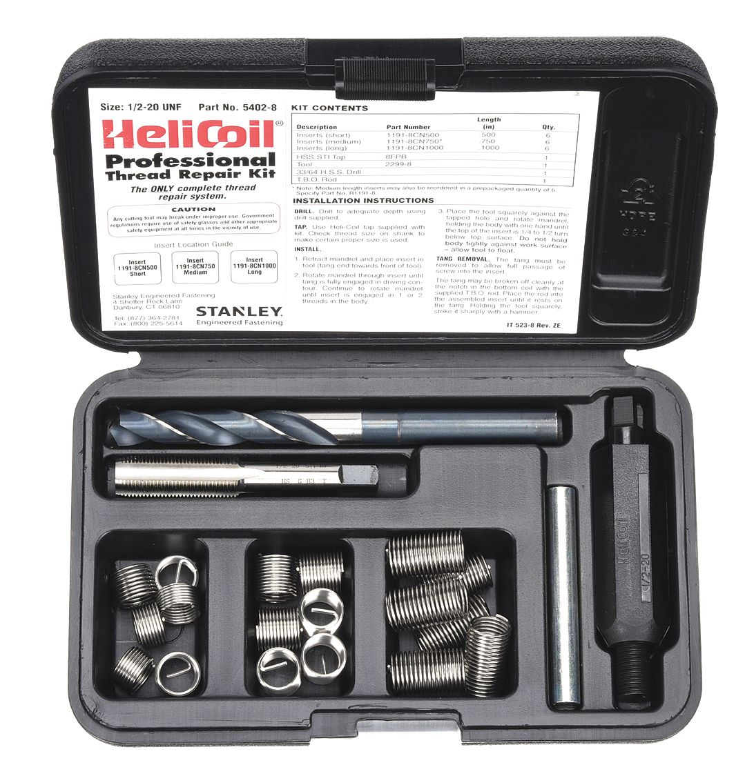 GARVIN Stainless Steel Helicoil Thread Repair Kit, For Industrial,  Packaging: Case at Rs 550/piece in New Delhi