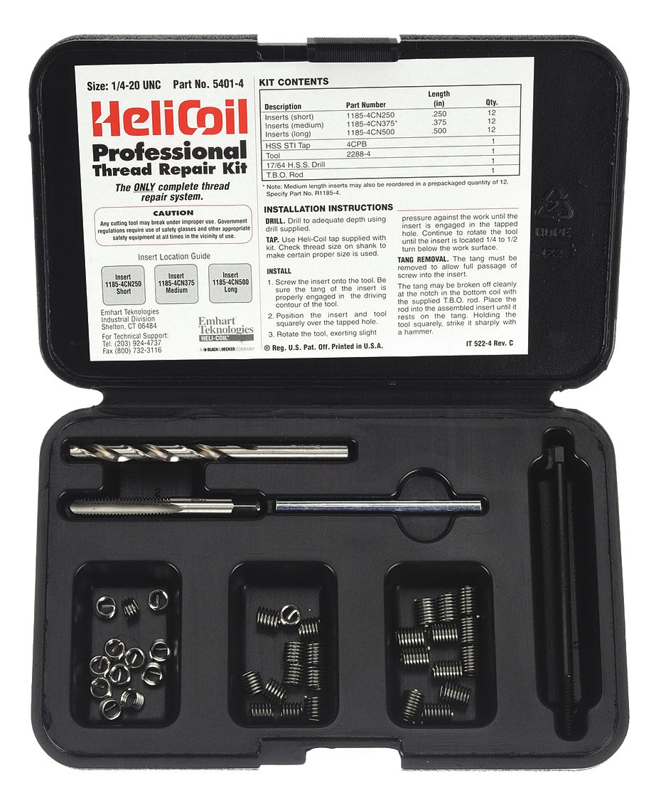 Thread repair kit 1xD,1,5xD,2xD Helicoil M6 (60 inserts)