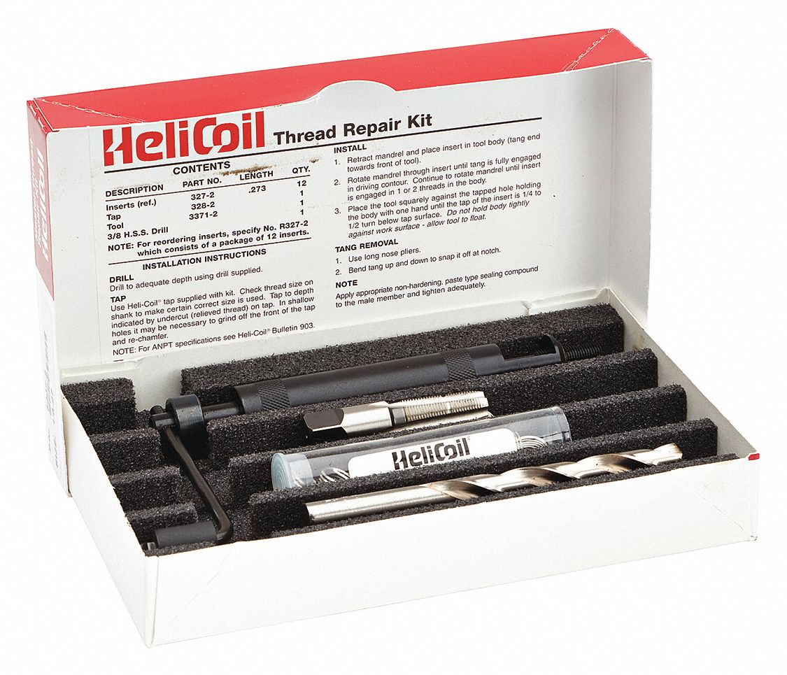 HELICOIL 304 Stainless Steel Thread Repair Kit, 1/827 Size, 0.273 in