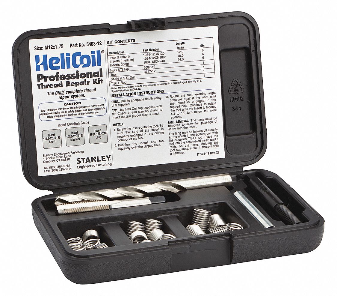 Helicoil Thread Repair M12 x 1.75 Drill and Tap 12 Inserts DORL_A 