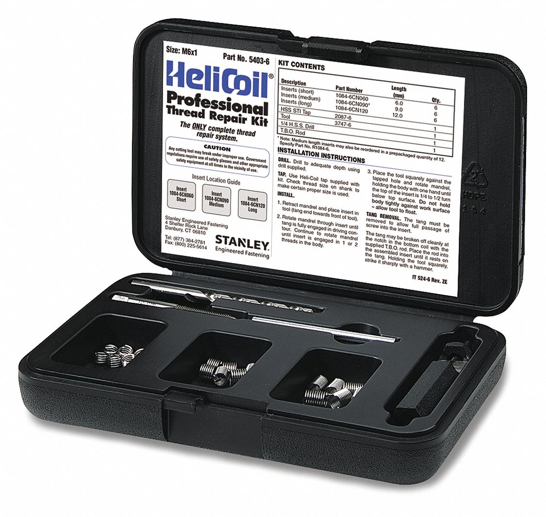 Helicoil M6 x 1.0 Eco Thread Repair Tool Kit With Drill, Tap And Die  Inserts