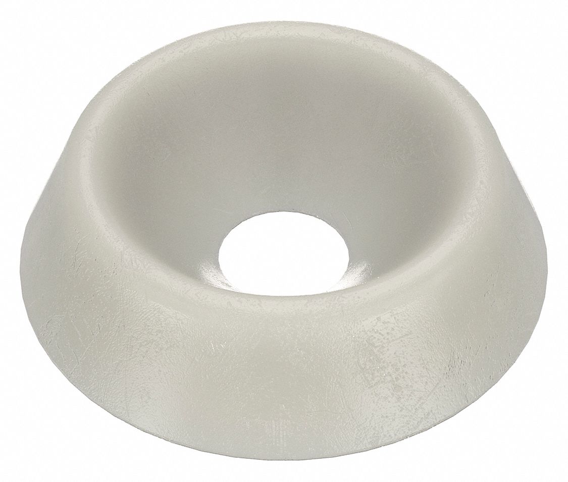 COUNTERSUNK WASHER, FOR #10 SCREW, NYLON, 6/6, PLAIN FINISH, 0.196 IN MAX ID, 11SFW0010, 20 PK