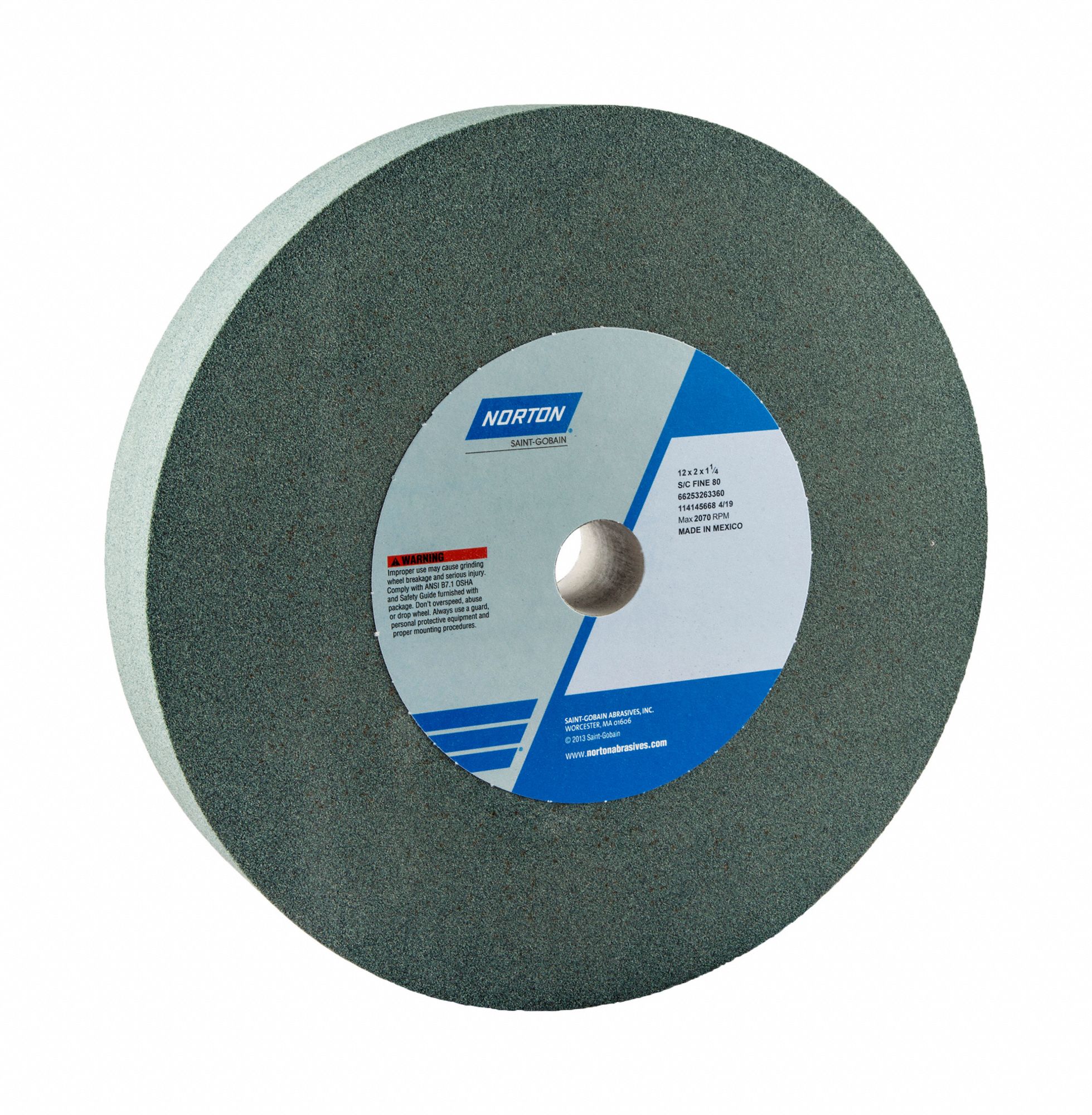 Straight Grinding Wheel: Type 1, 12" x 2" x 1 1/4", Silicon Carbide, 80 Grit