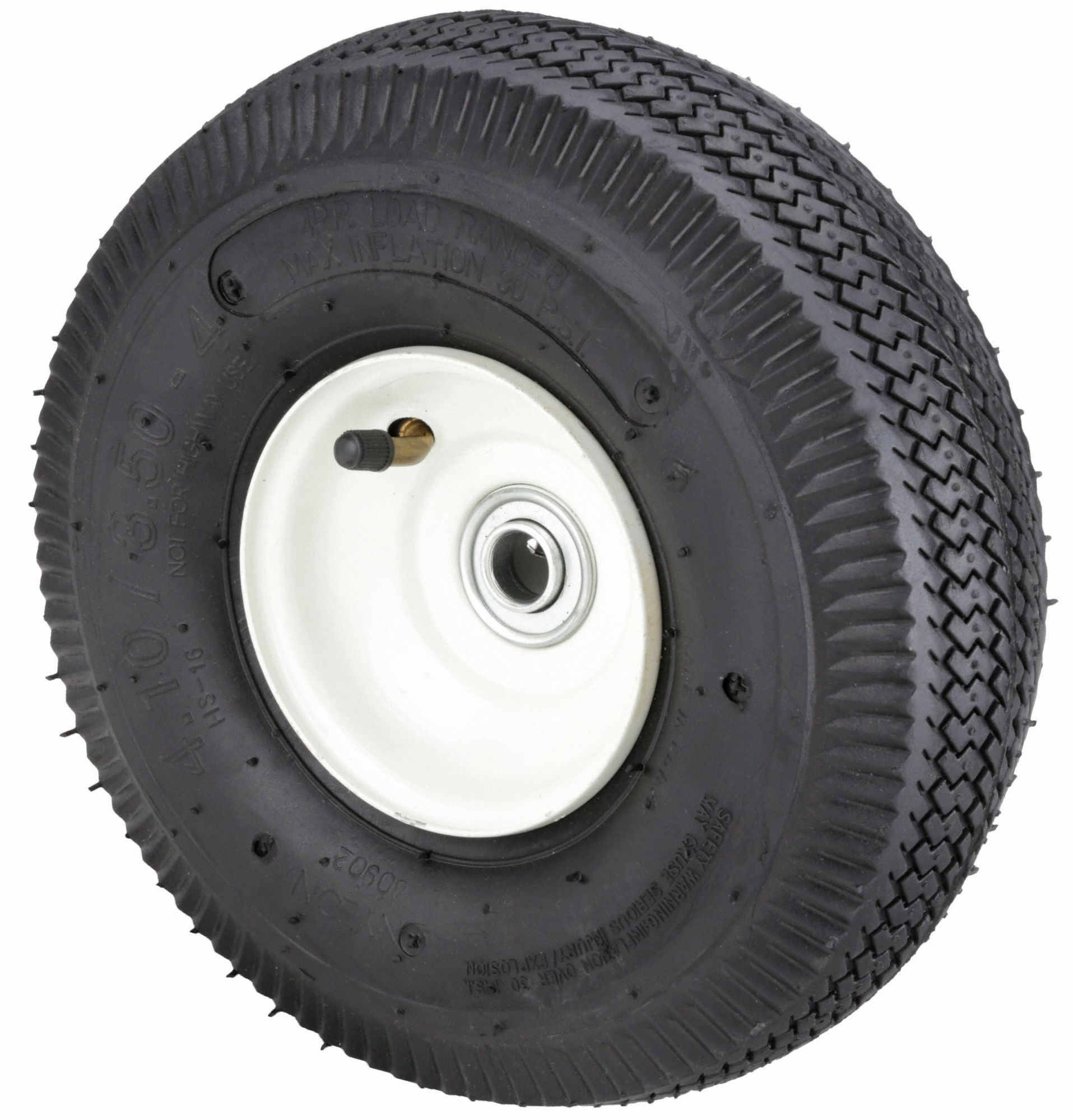 PNEUMATIC WHEEL, 10 IN WHEEL DIA, 3 IN WHEEL W, 300 LB, ⅝ IN FOR AXLE SIZE, STEEL, STD