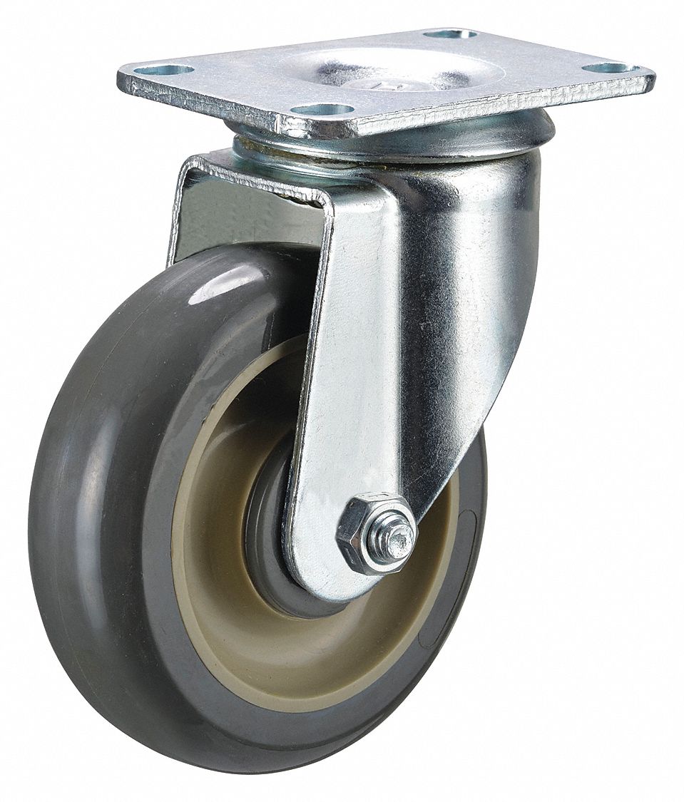 GRAINGER APPROVED Standard Plate Caster 5 in Wheel Dia., 325 lb, 6 3/16 in Mounting Ht, Swivel