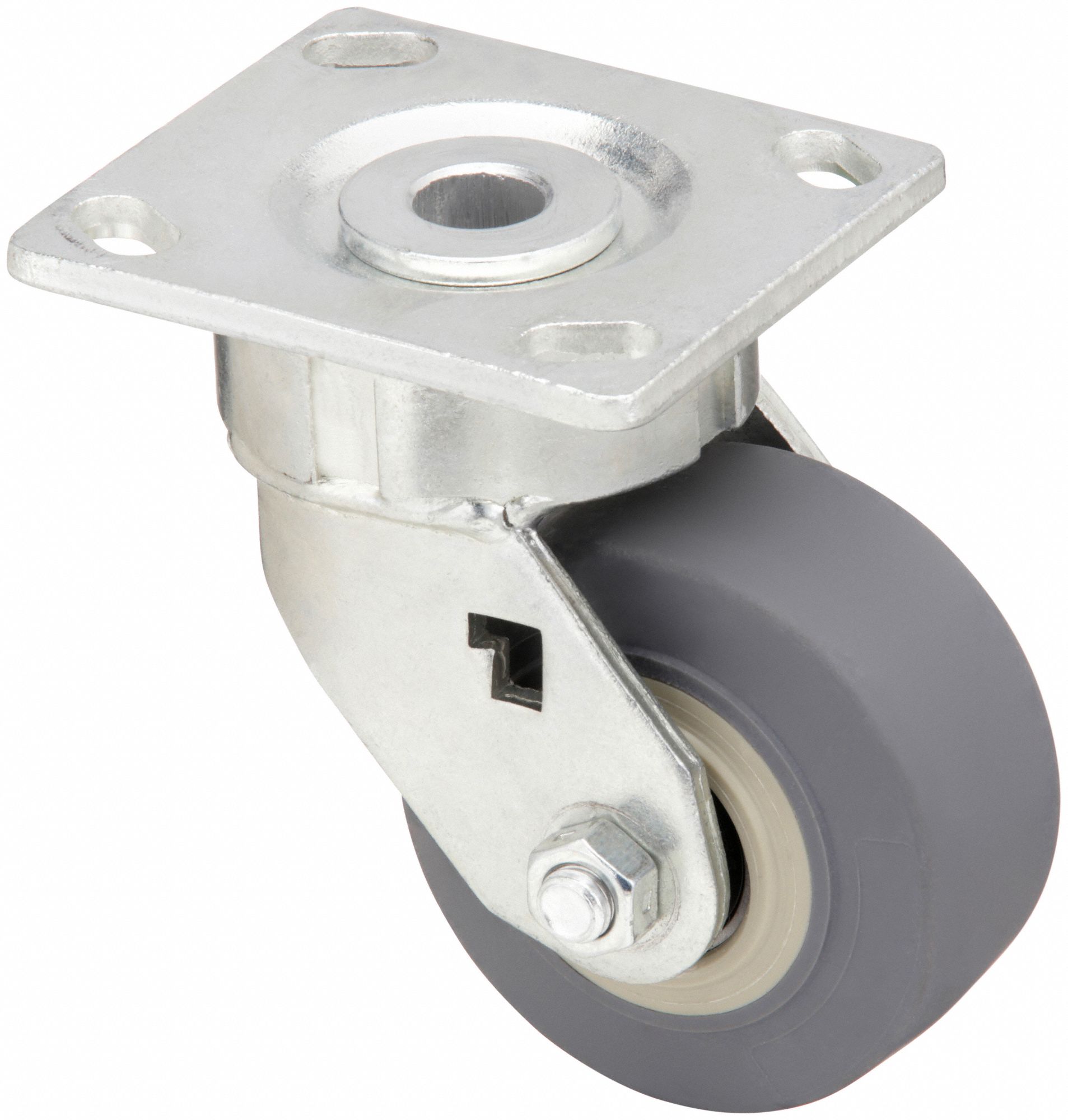 MAINTENANCE-FREE PLATE CASTER, 4 IN WHEEL DIAMETER, 300 LB, 5⅝ IN MOUNTING H, FIRM