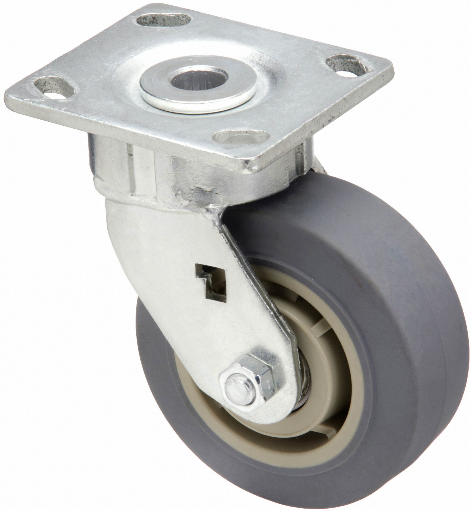 MAINTENANCE-FREE PLATE CASTER, 5 IN WHEEL DIAMETER, 350 LB, 6½ IN MOUNTING H, FIRM