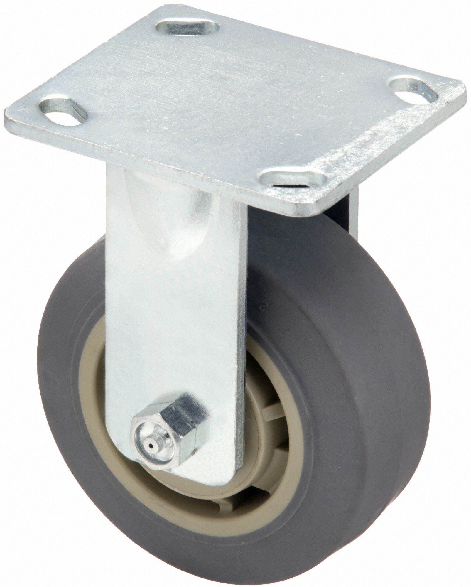 MAINTENANCE-FREE PLATE CASTER, 5 IN WHEEL DIAMETER, 350 LB, 6½ IN MOUNTING H, SOFT