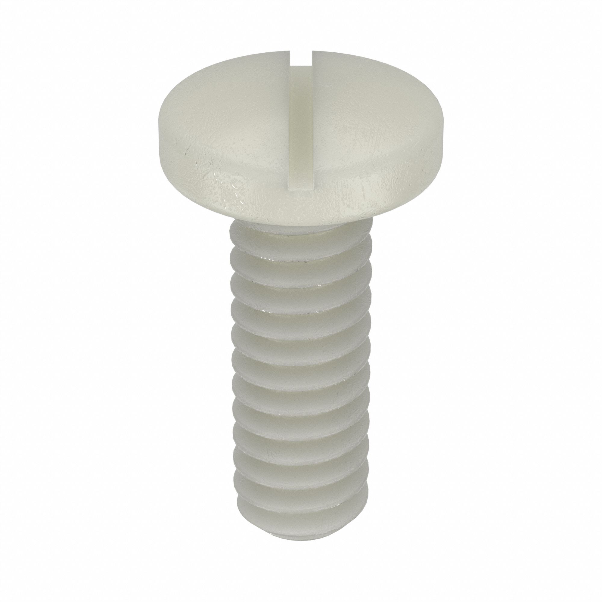 Machine Screw: #2-56 Thread Size, 1/4 in Lg, Nylon, Plain, Pan, Slotted, Machine Screw, 50 PK
