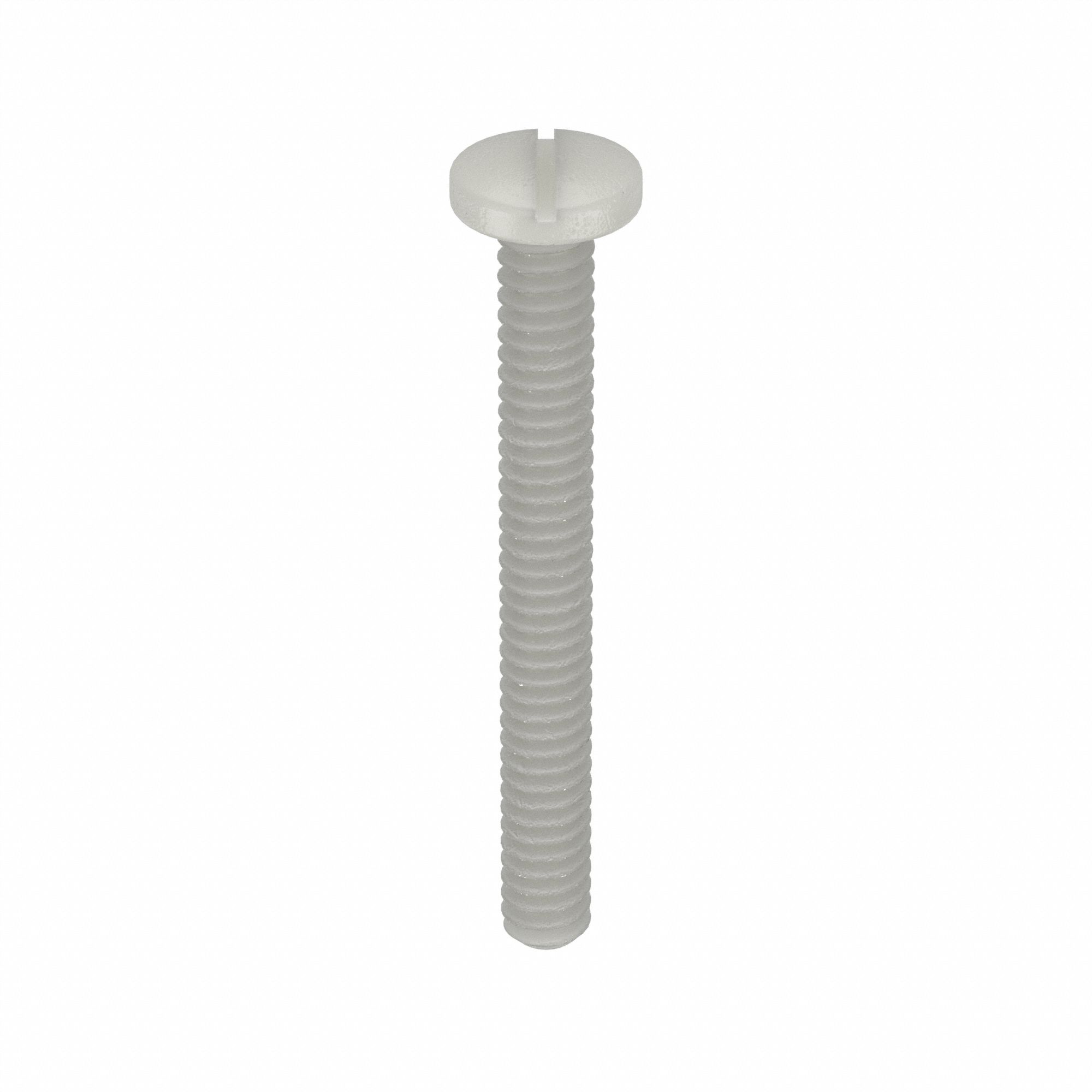 MACHINE SCREW, #4-40 THREAD SIZE, 1 IN L, NYLON, PLAIN FINISH, PAN, SLOTTED, INCH, 50 PK