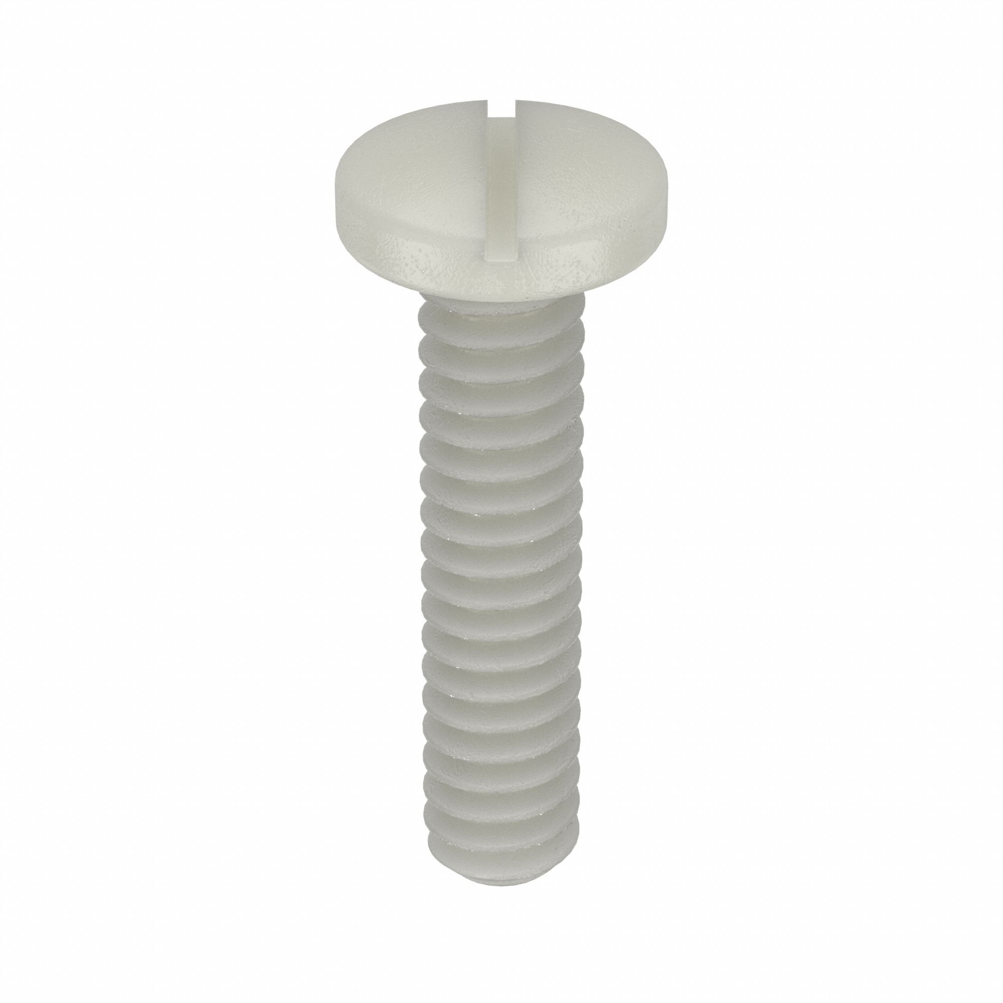 MACHINE SCREW, #4-40 THREAD SIZE, ½ IN L, NYLON, PLAIN FINISH, PAN, SLOTTED, INCH, 50 PK