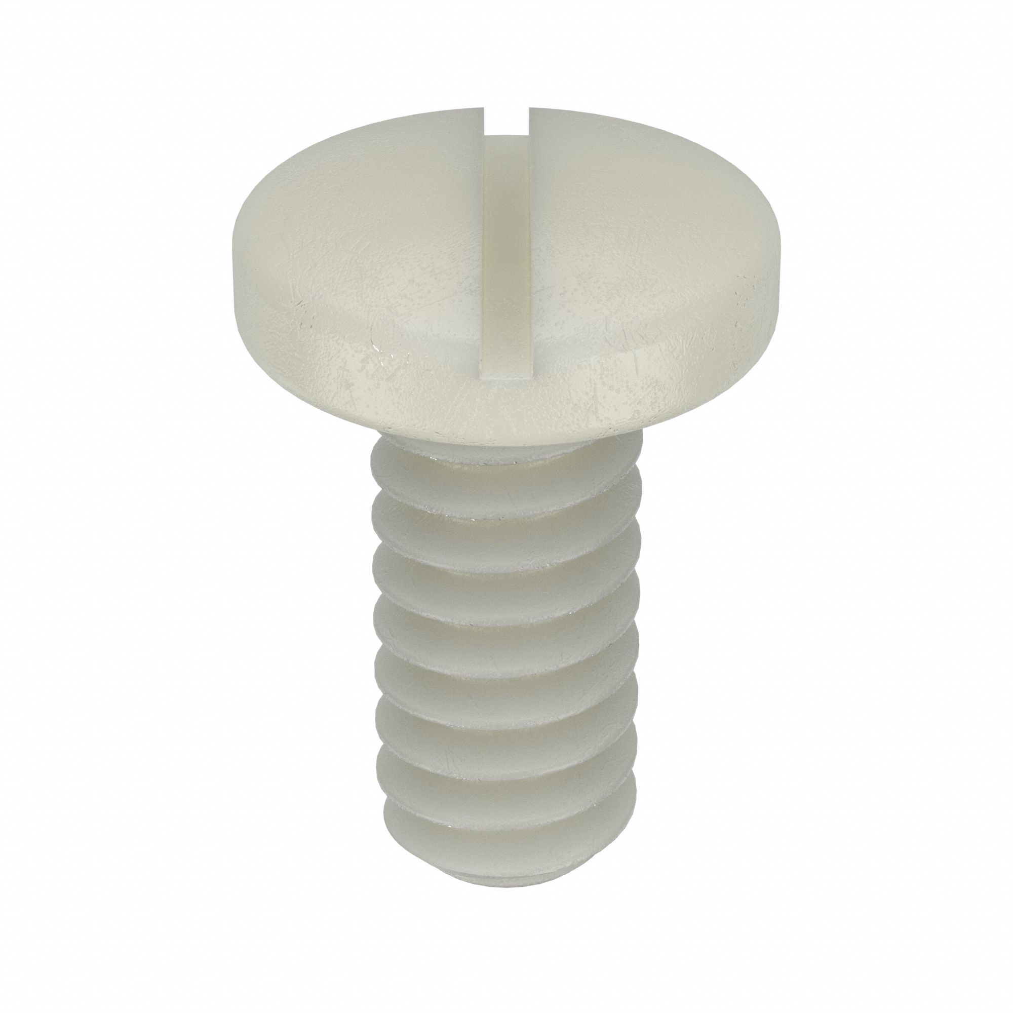 MACHINE SCREW, #4-40 THREAD SIZE, ¼ IN L, NYLON, PLAIN FINISH, PAN, SLOTTED, INCH, 50 PK