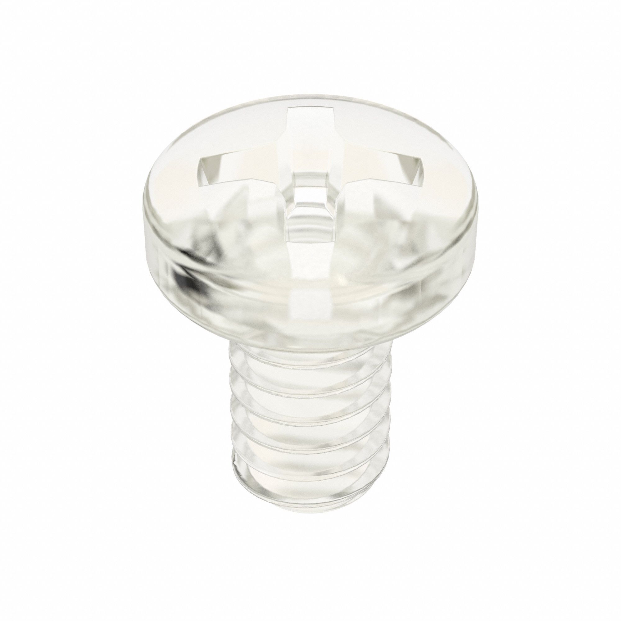 Machine Screw: #6-32 Thread Size, 1/4 in Lg, Polycarbonate, Plain, Pan, Phillips, 5 PK