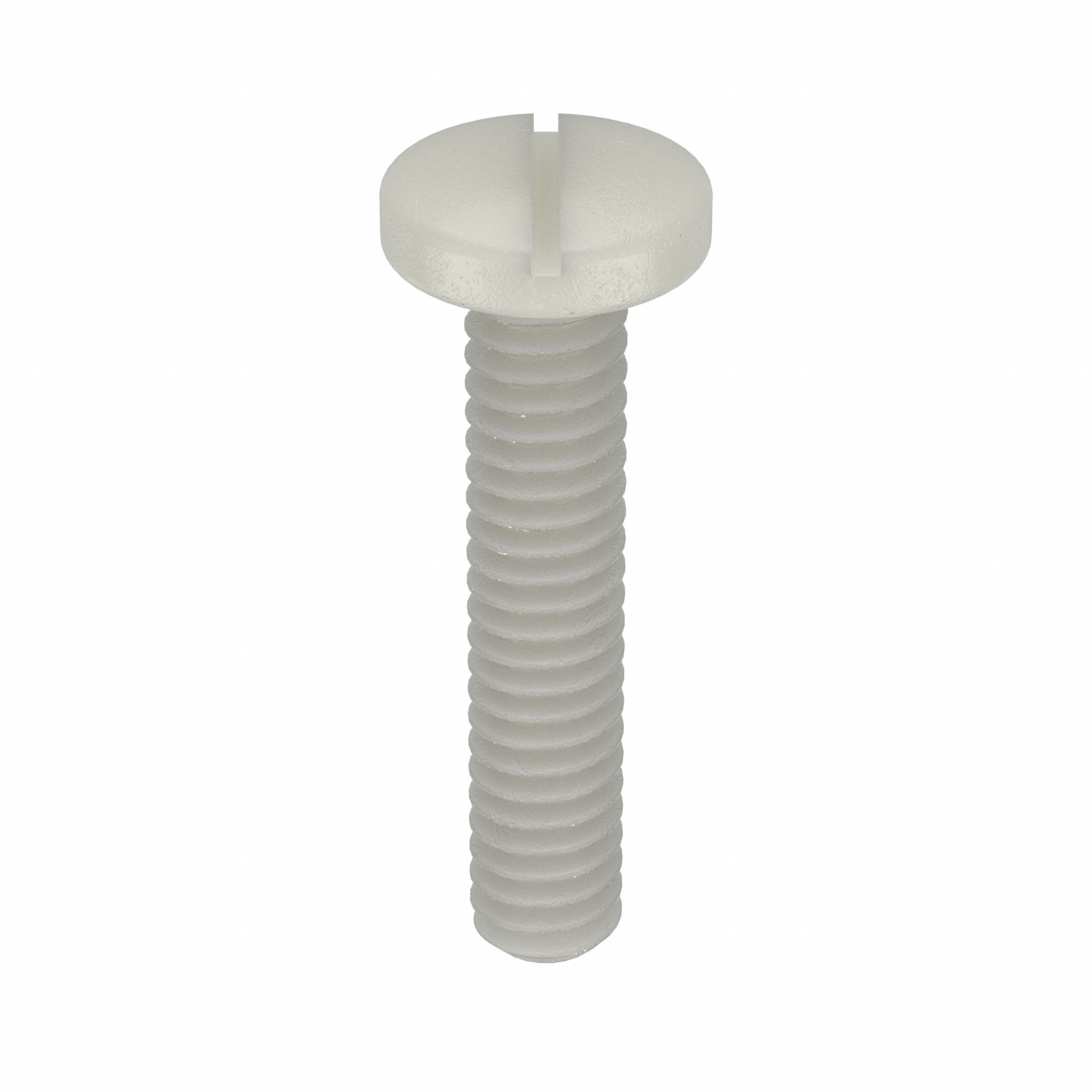 Machine Screw: M2x0.40 Thread Size, 10 mm Lg, Nylon, Plain, Pan, Slotted, Machine Screw, 25 PK