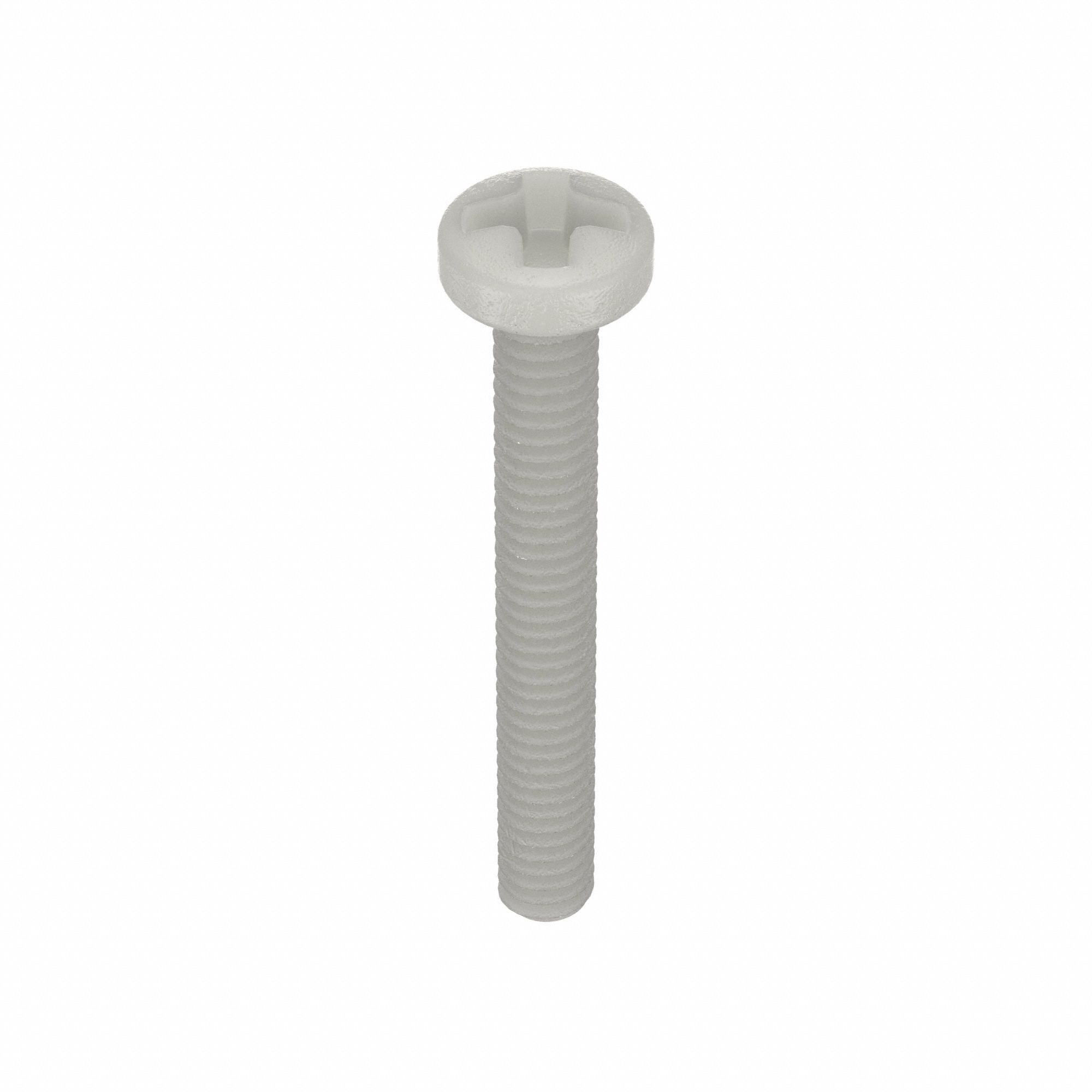 Machine Screw: M2x0.40 Thread Size, 16 mm Lg, Nylon, Plain, Pan, Phillips, Machine Screw, 25 PK