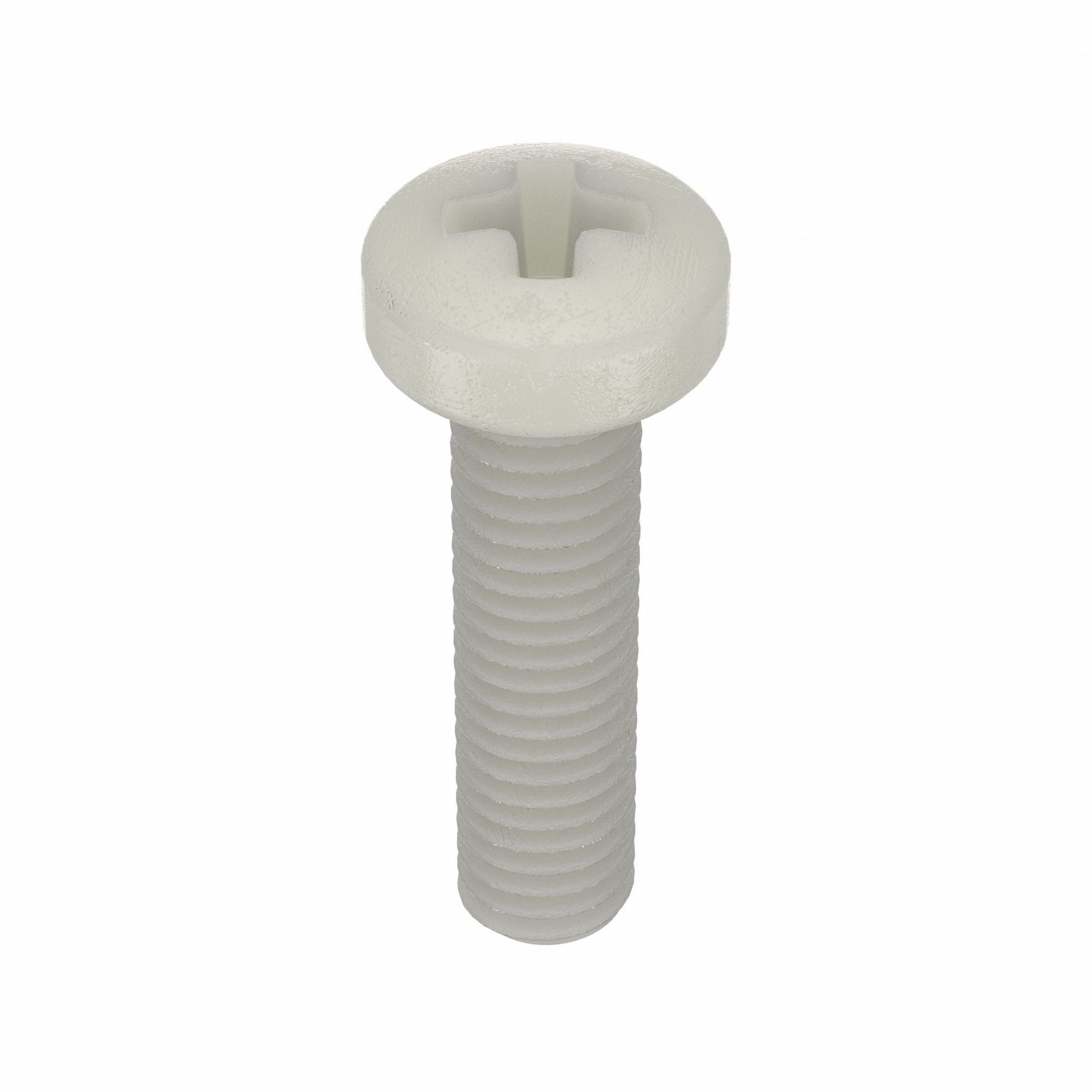 Machine Screw: M3x0.50 Thread Size, 12 mm Lg, Nylon, Plain, Pan, Phillips, Machine Screw, 25 PK