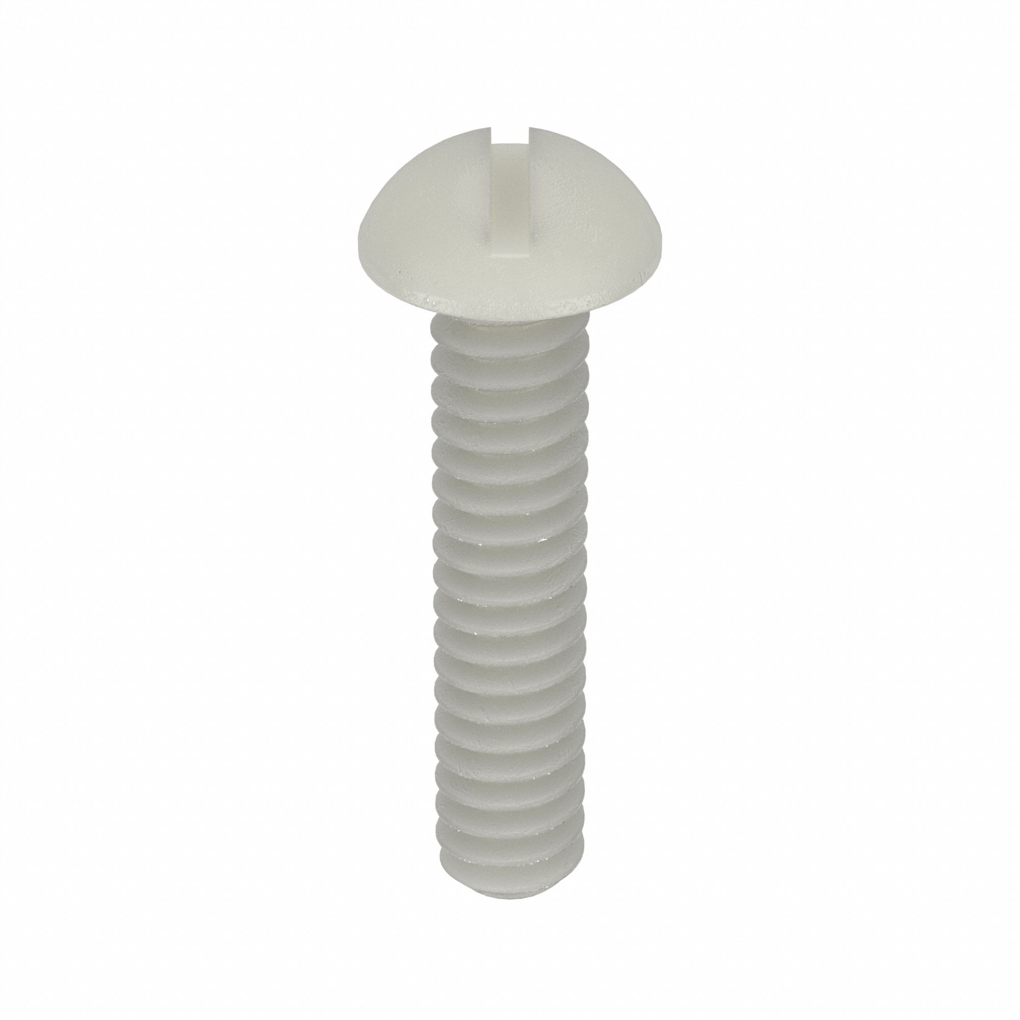Machine Screw: #4-40 Thread Size, 1/2 in Lg, Nylon, Plain, Round, Slotted, Machine Screw, 50 PK