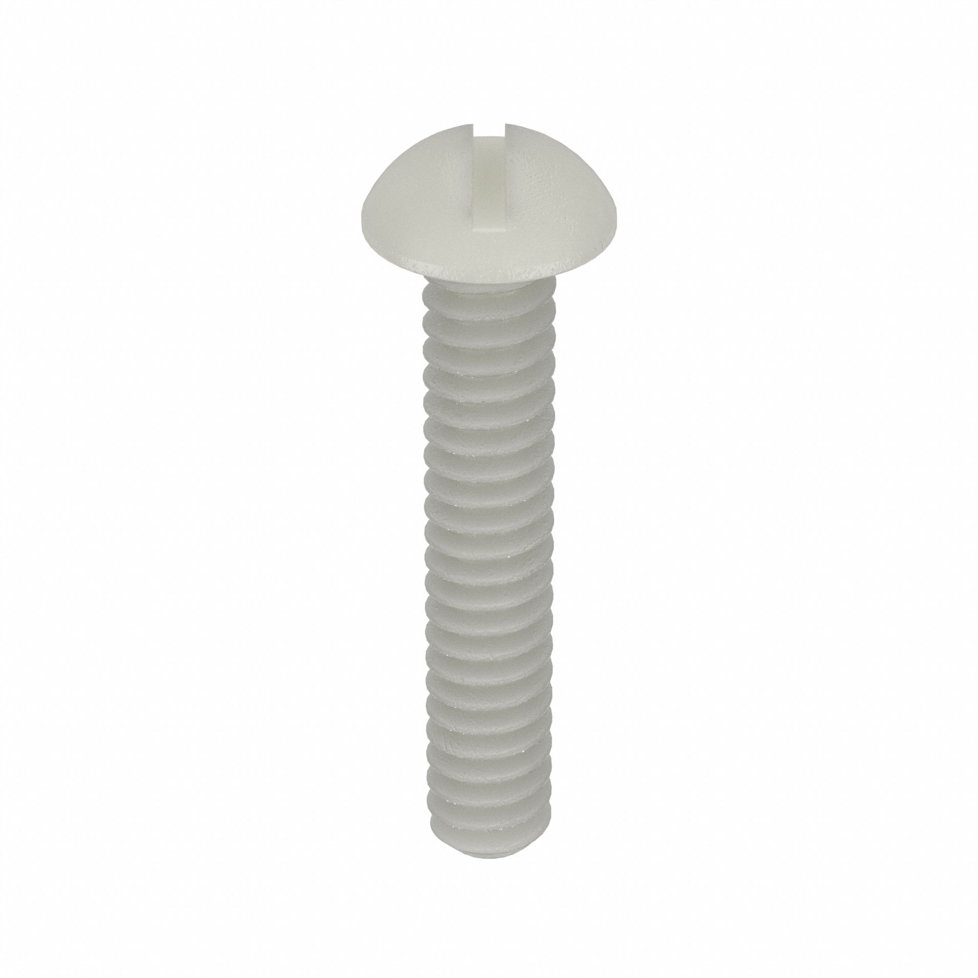 MACHINE SCREW, #6-32 THREAD SIZE, ¾ IN L, NYLON, PLAIN FINISH, ROUND, SLOTTED, INCH, 50 PK