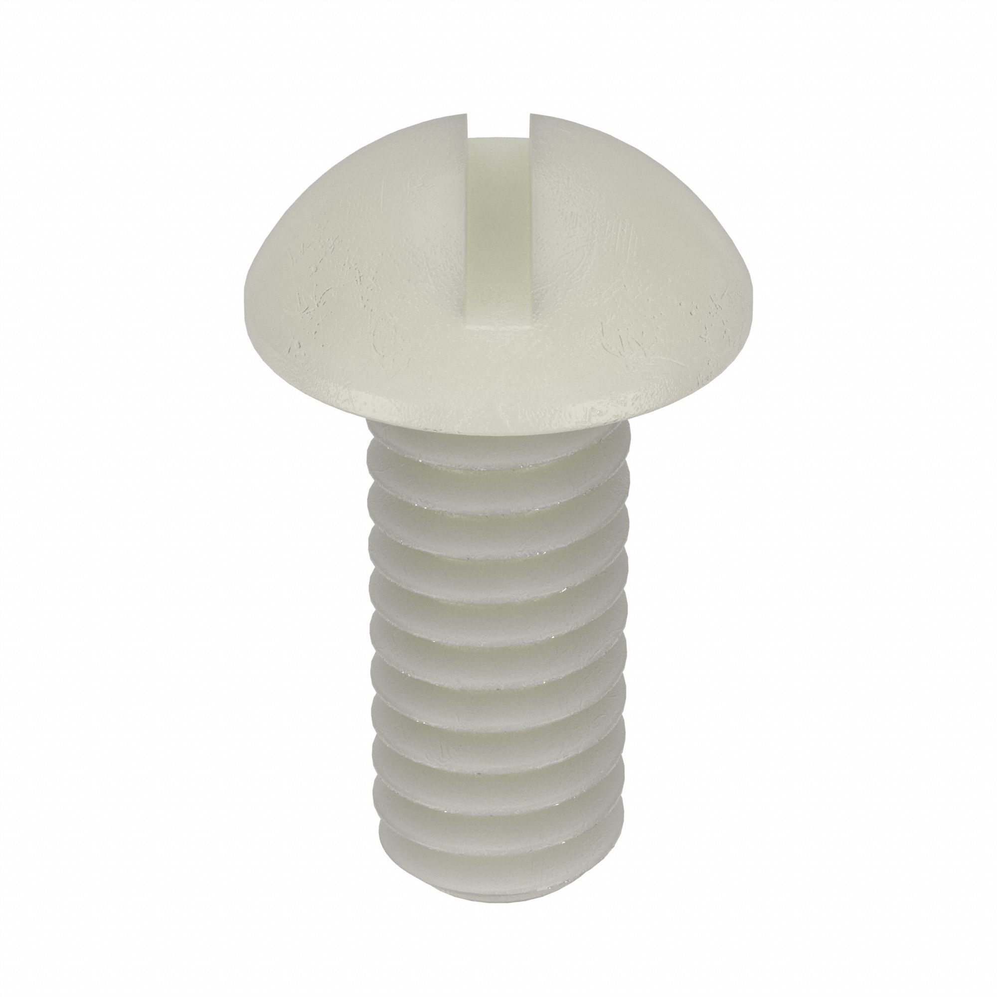 Machine Screw: #8-32 Thread Size, 3/8 in Lg, Nylon, Plain, Round, Slotted, Machine Screw, 50 PK
