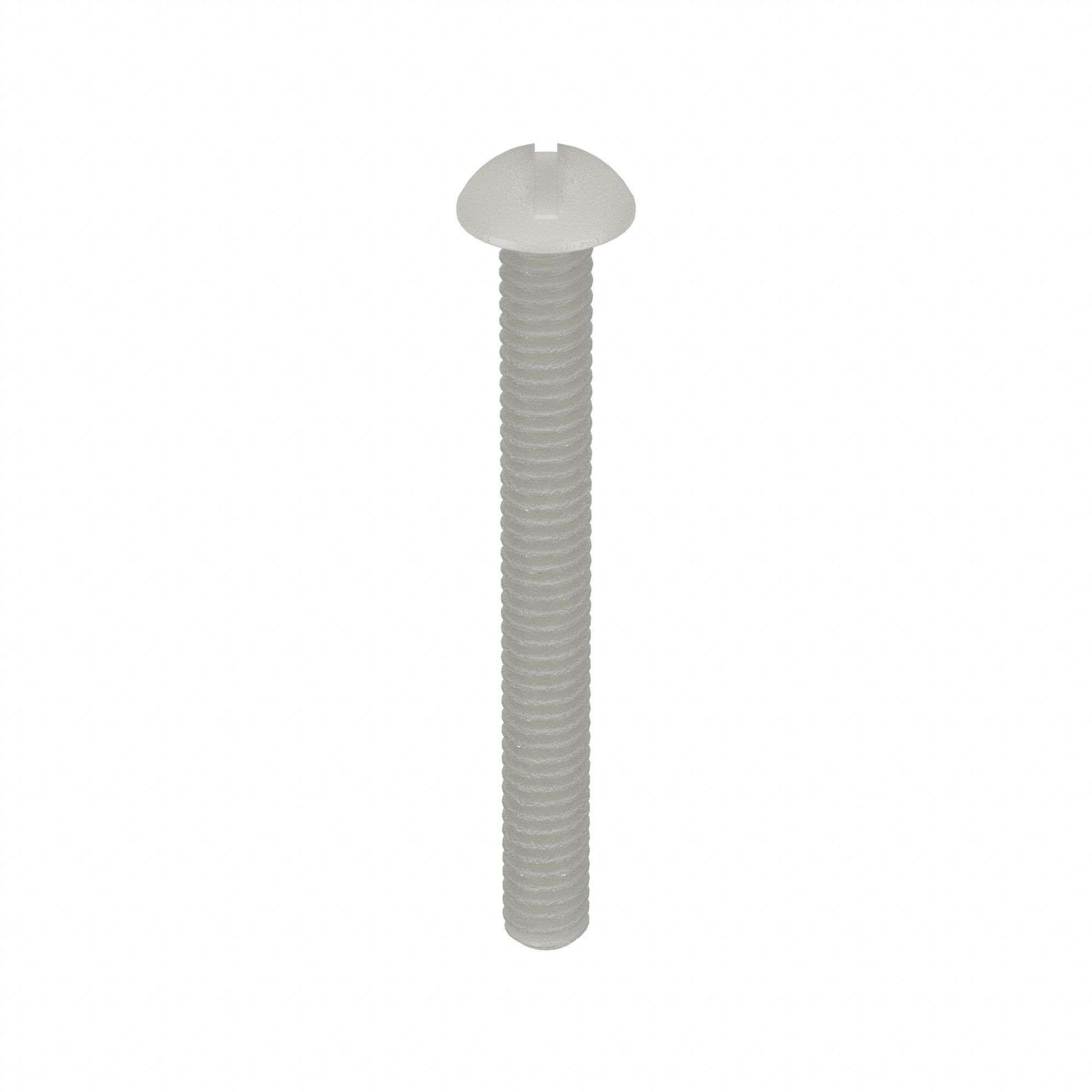 Machine Screw: #8-32 Thread Size, 1 1/2 in Lg, Nylon, Plain, Round, Slotted, Machine Screw, 50 PK