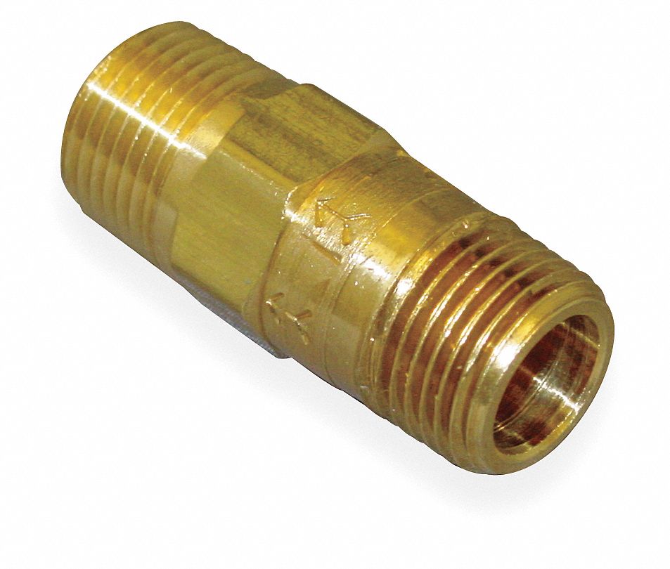 GRAINGER APPROVED Check Valve, 3/8 in, Single, Inline Piston, Brass