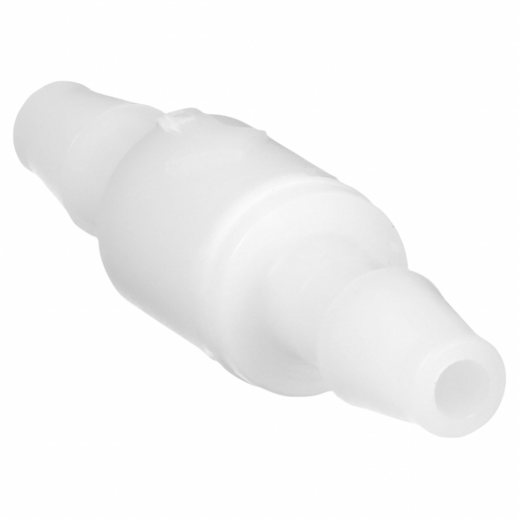 BALL CONE SPRING CHECK VALVE, BALL, INLINE VALVE BODY, POLYPROPYLENE, BARB X BARB