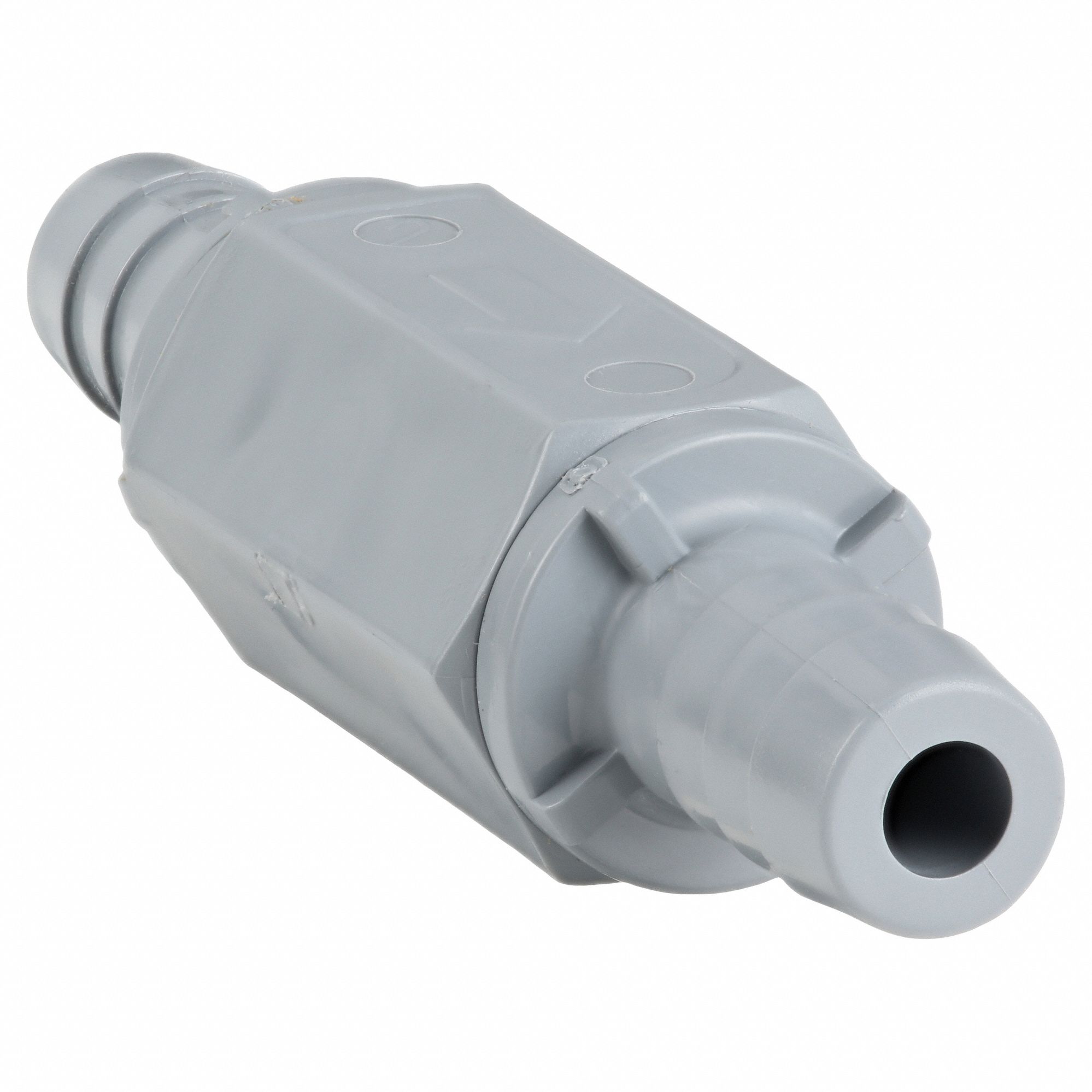 BALL CONE SPRING CHECK VALVE, BALL, INLINE VALVE BODY, PVC, ½ IN PIPE, STANDARD