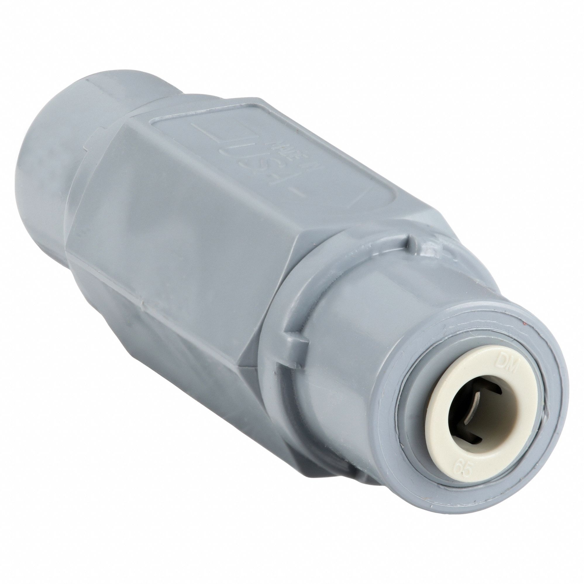 BALL CONE SPRING CHECK VALVE, BALL, INLINE VALVE BODY, PVC, ¼ IN PIPE, STANDARD