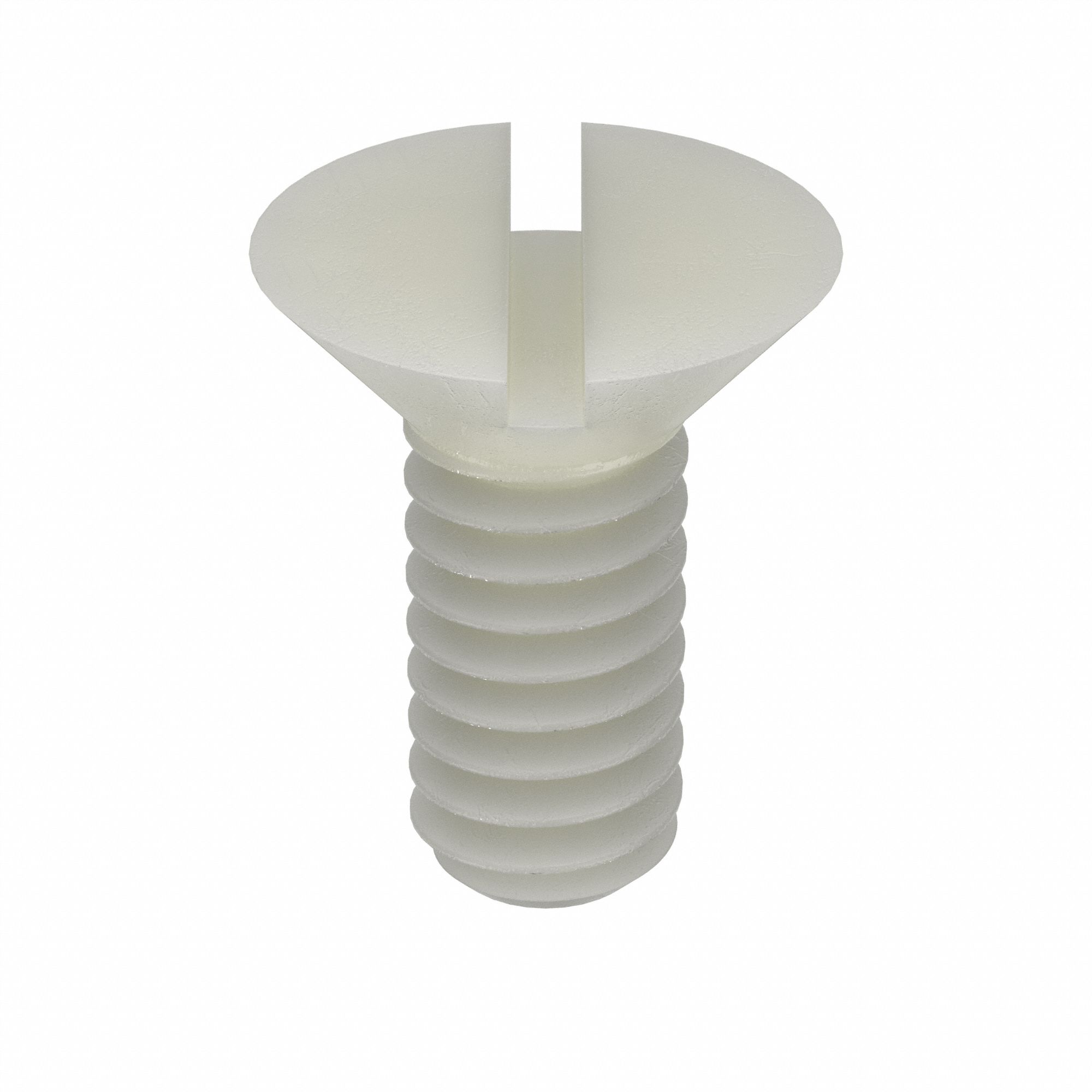 Machine Screw: 1/4"-20 Thread Size, 15/32 in Lg, Nylon, Plain, Flat, Slotted, Machine Screw, 50 PK