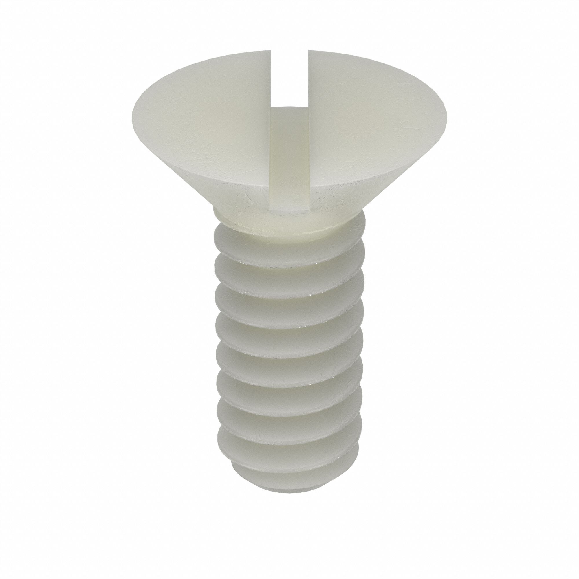 Machine Screw: #6-32 Thread Size, 9/32 in Lg, Nylon, Plain, Flat, Slotted, Machine Screw, 50 PK