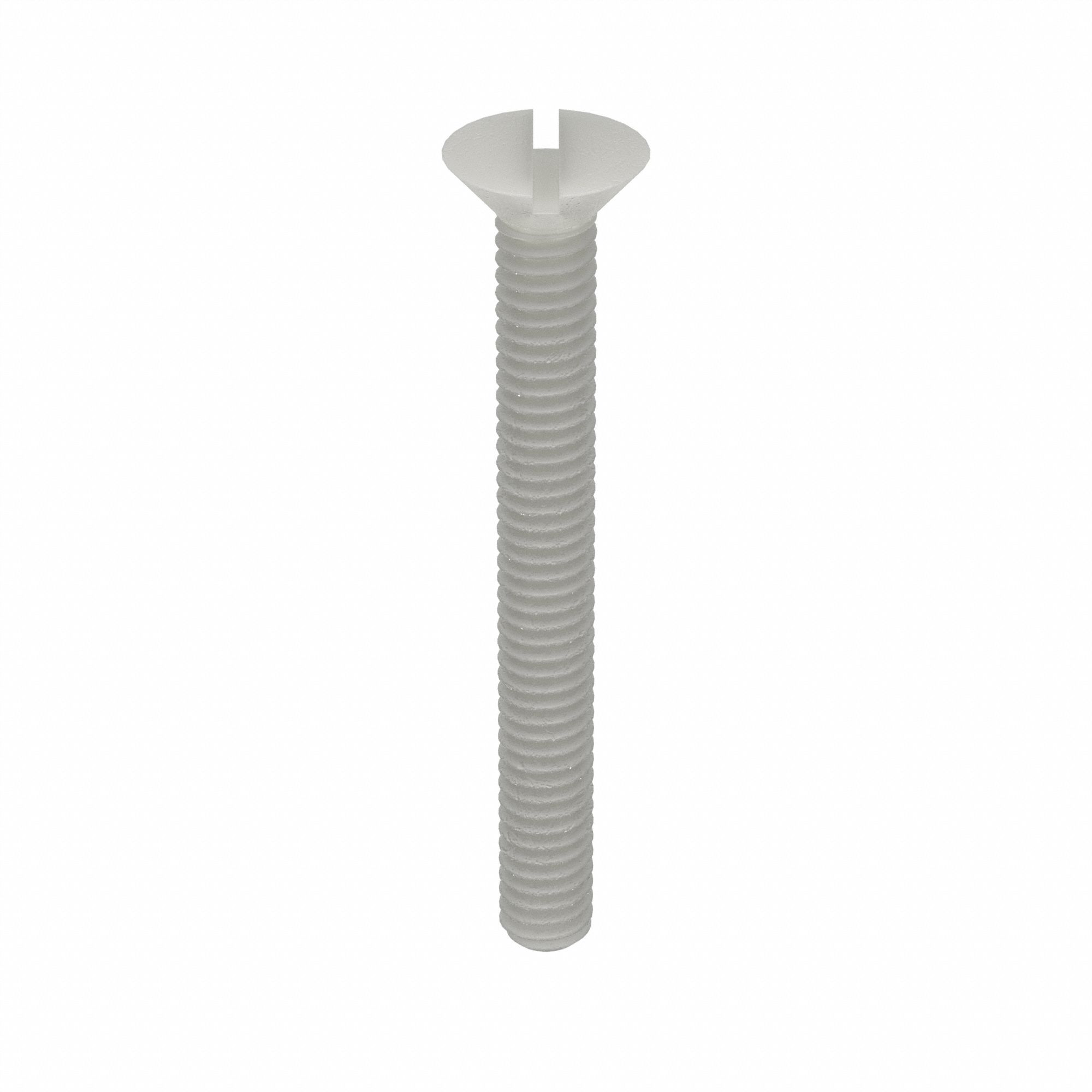 Machine Screw: #8-32 Thread Size, 1 13/32 in Lg, Nylon, Plain, Flat, Slotted, Machine Screw, 50 PK
