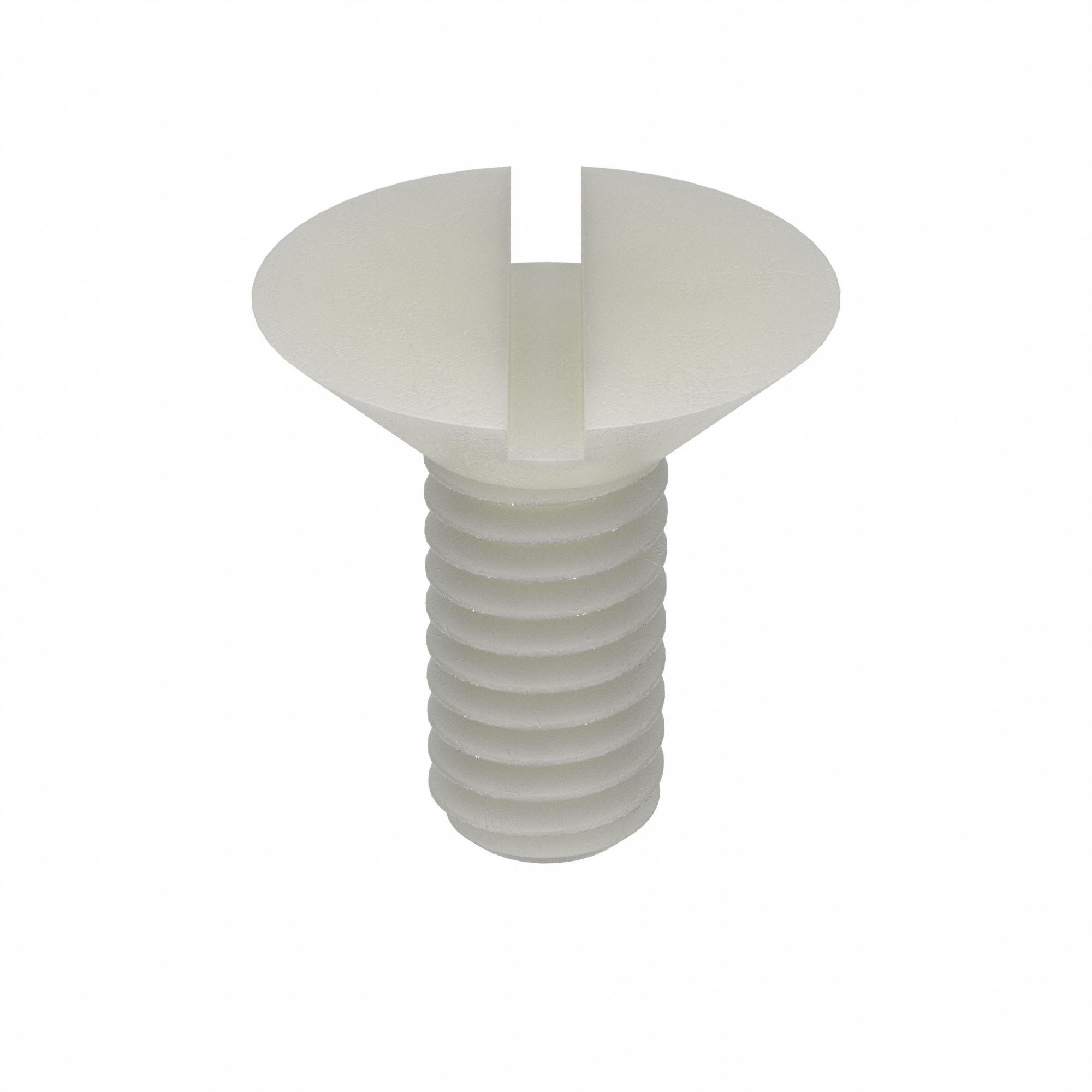 Machine Screw: M4x0.70 Thread Size, 7.3 mm Lg, Nylon, Plain, Flat, Slotted, Machine Screw, 25 PK