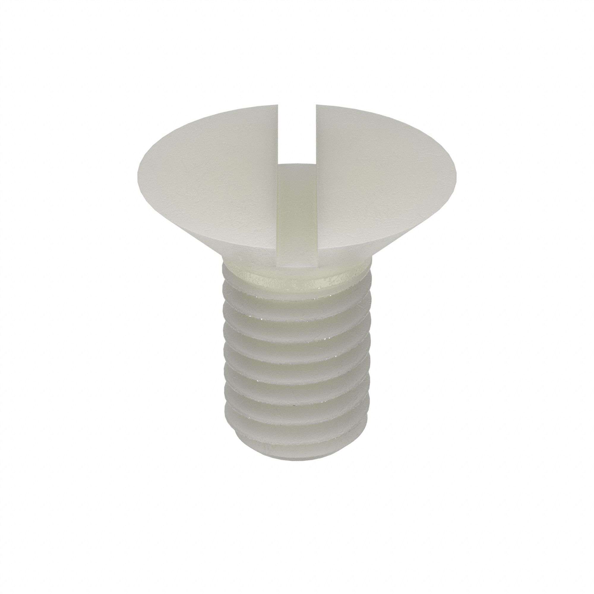 Machine Screw: M5x0.80 Thread Size, 7.3 mm Lg, Nylon, Plain, Flat, Slotted, Machine Screw, 25 PK