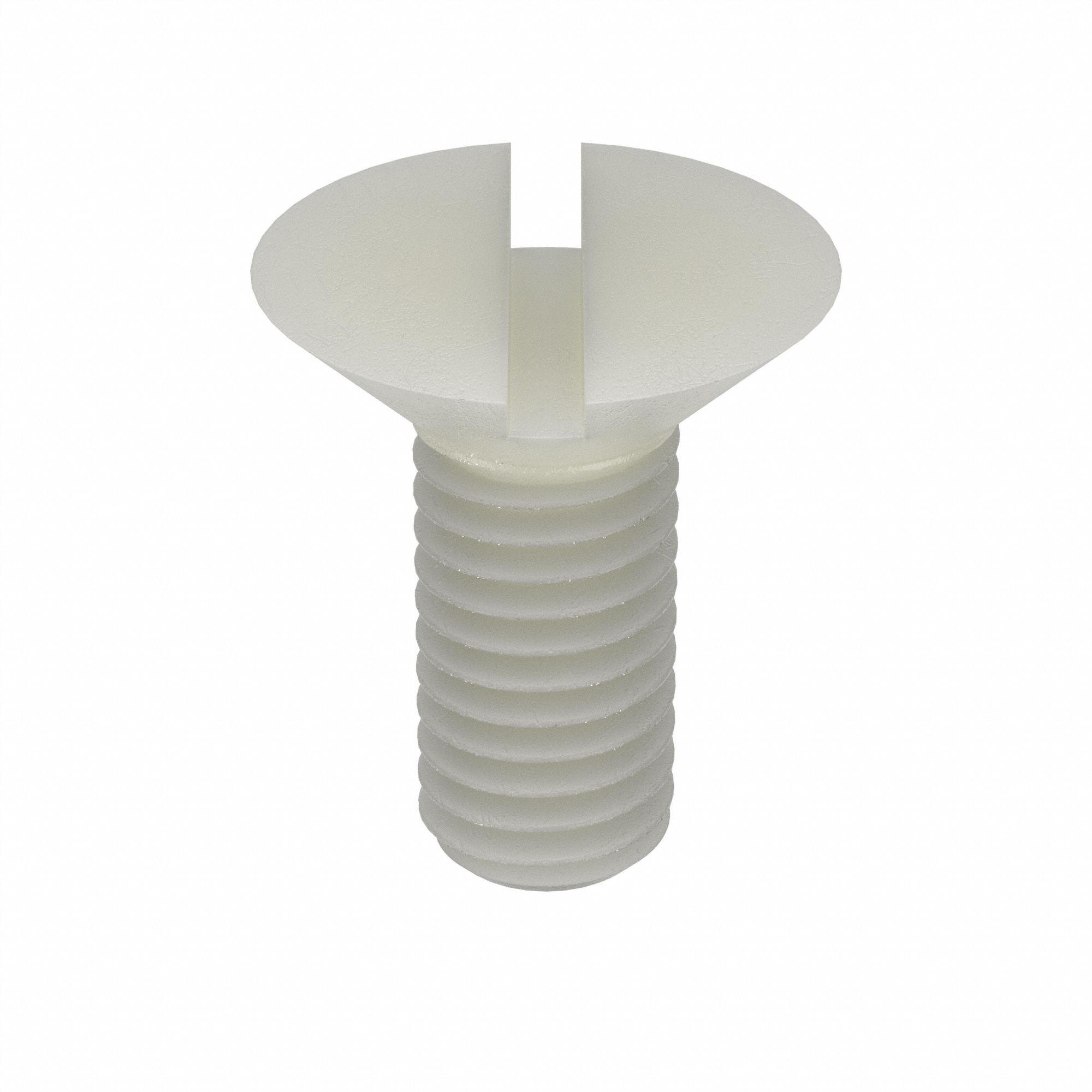 Machine Screw: M8x1.25 Thread Size, 15.4 mm Lg, Nylon, Plain, Flat, Slotted, Machine Screw, 10 PK