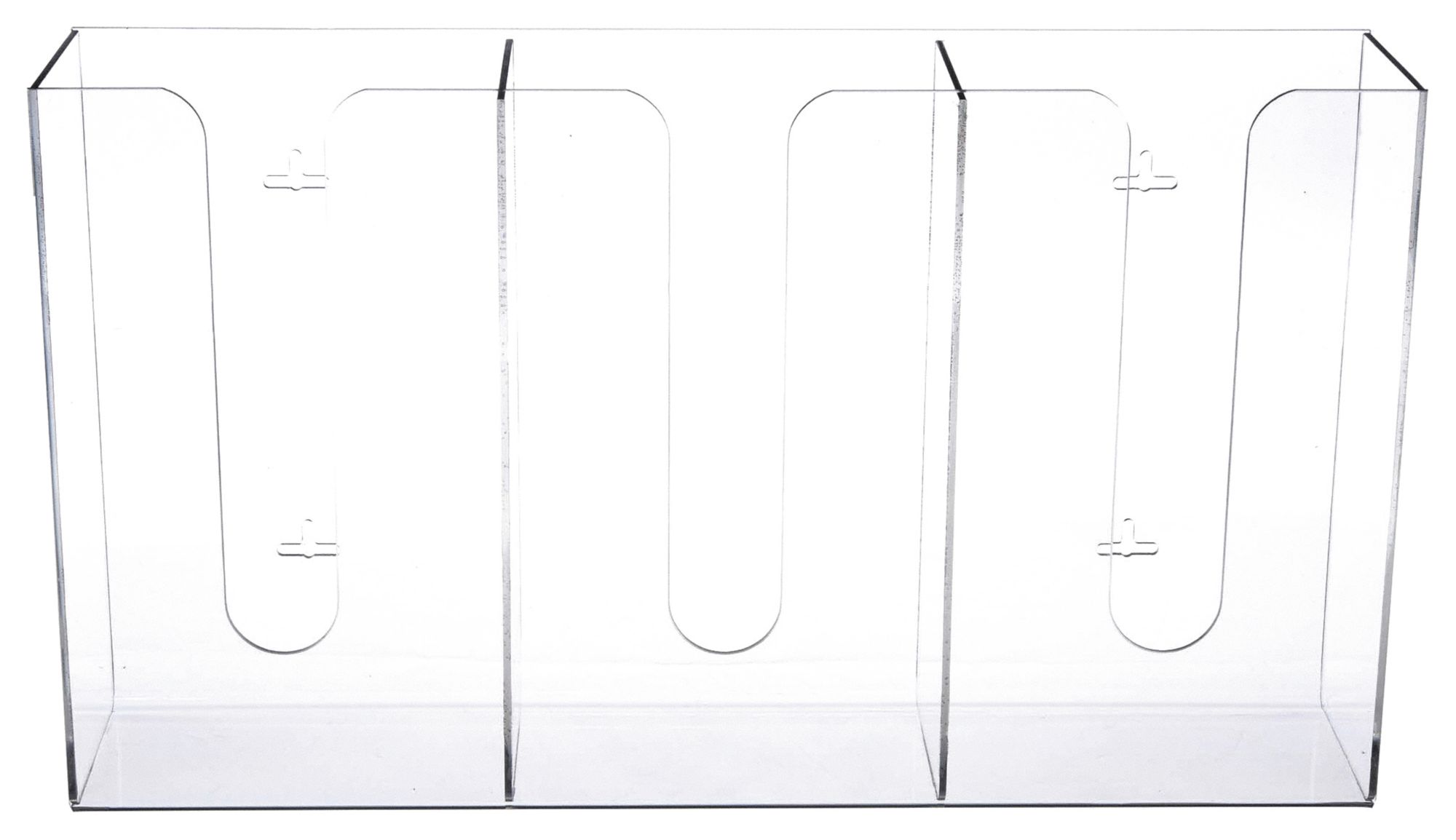 GLOVE BOX DISPENSER, 3 BOXES, PETG PLASTIC, CLEAR, TOP LOAD, HORIZONTAL