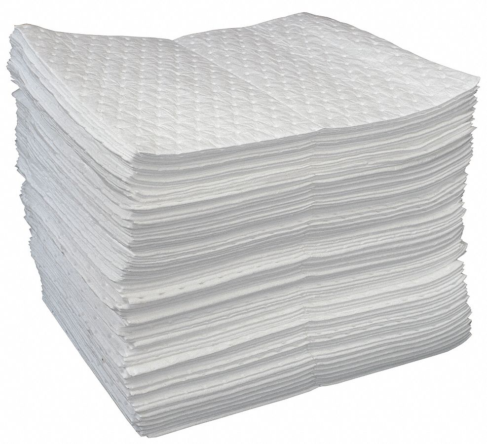 OILDRI Absorb Pad, OilBased Liquids, White, PK100 4DKU6L90812