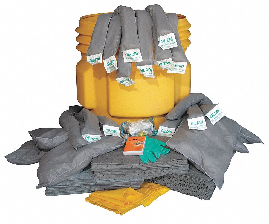 OILDRI, 62 gal Volume Absorbed Per Kit, Yellow, Spill Kit 4DKV1