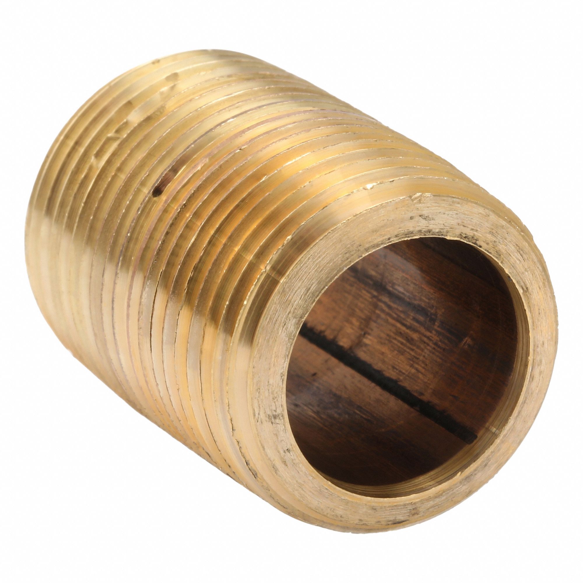 Nipple: Red Brass, 3/4 in Nominal Pipe Size, 1 1/8 in Overall Lg, Fully Threaded, Schedule 80