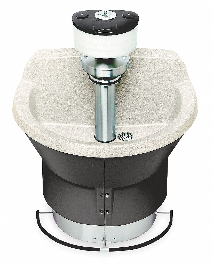 WASH FOUNTAIN: BRADLEY, SANDBOX, BRADSTONE, SEMI-CIRCULAR, 36 IN W, A DRAIN