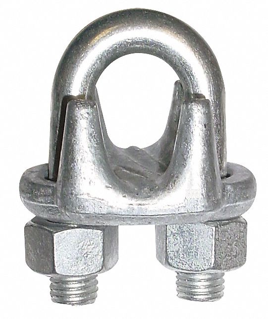 DAYTON Wire Rope U-Bolt Clip: 1/2 in Compatible Rope Dia, 11 1/2 in Rope Turnback Lg, Malleable Iron