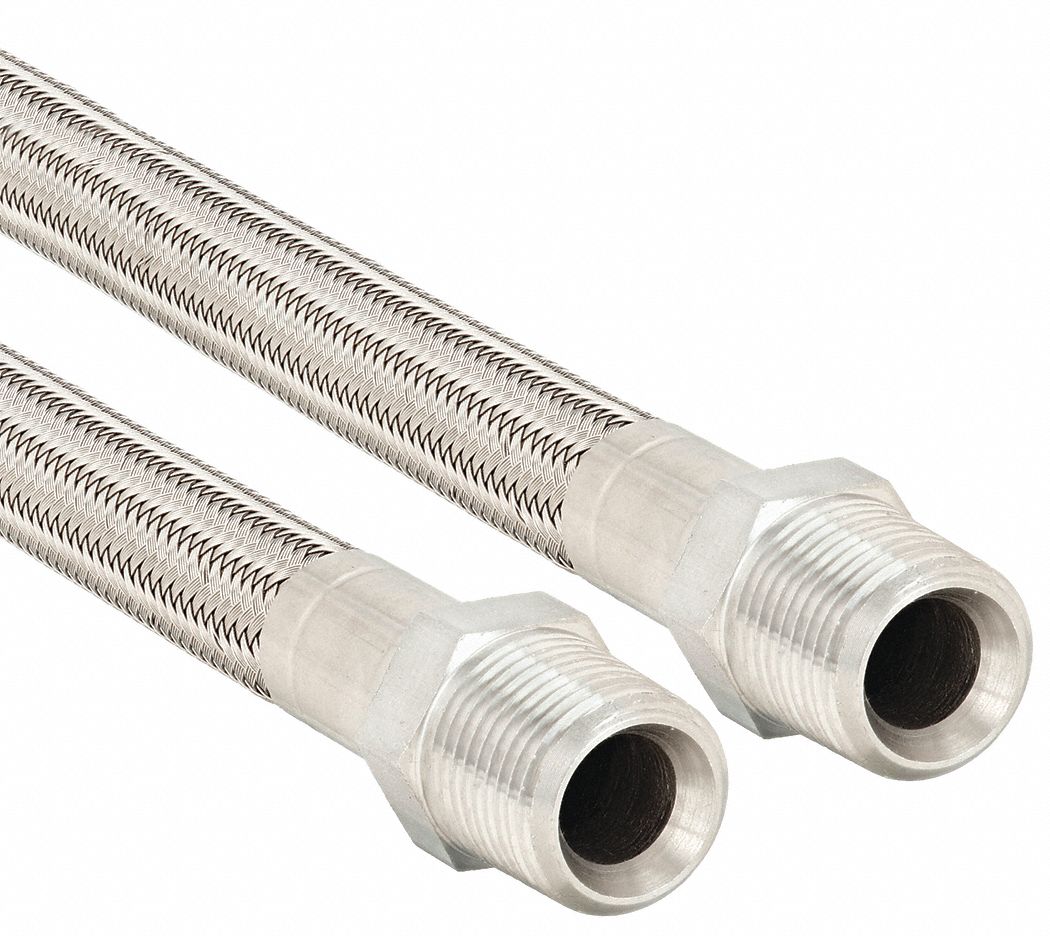 Flexible Hose Assembly: 3/16 in ID, 36 in Lg, 301 Stainless Steel Cover