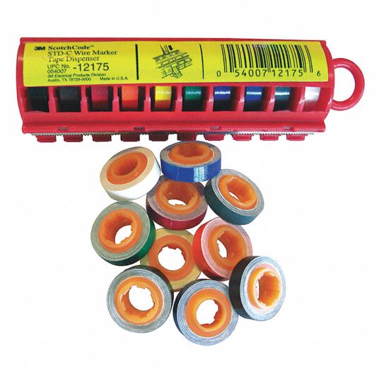 3M Wire Marker Dispenser w/Tape: (Blank), Black/Blue/Brown/Gray/Green ...