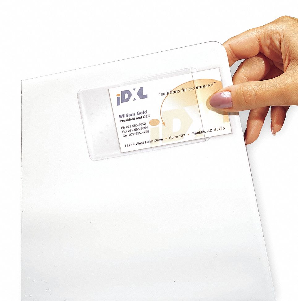 Self Adhesive Business Card Holder,PK10 Grainger