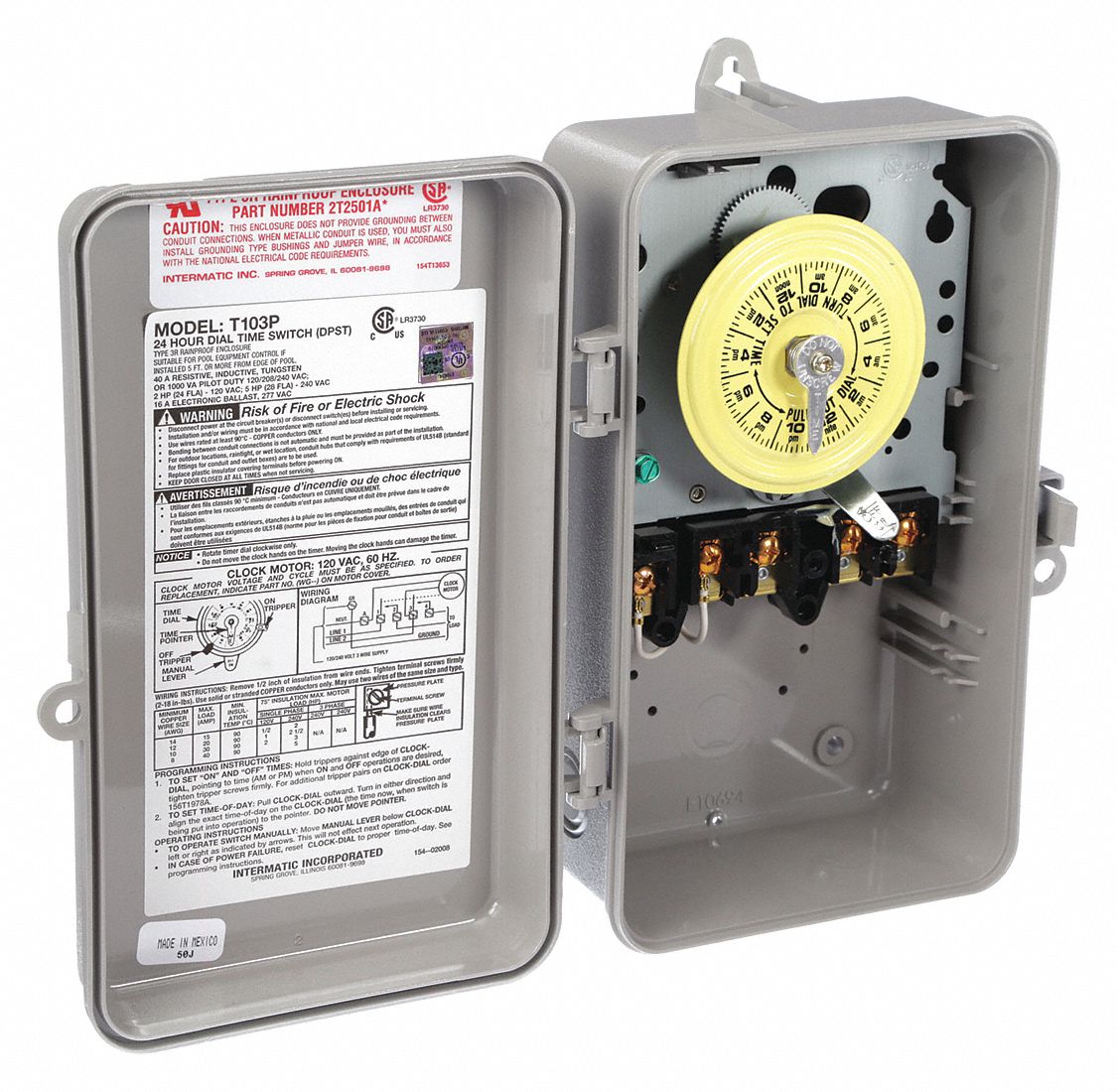 Intermatic, 24 Hr Nominal Max. Time Setting, Plastic, Electromechanical 