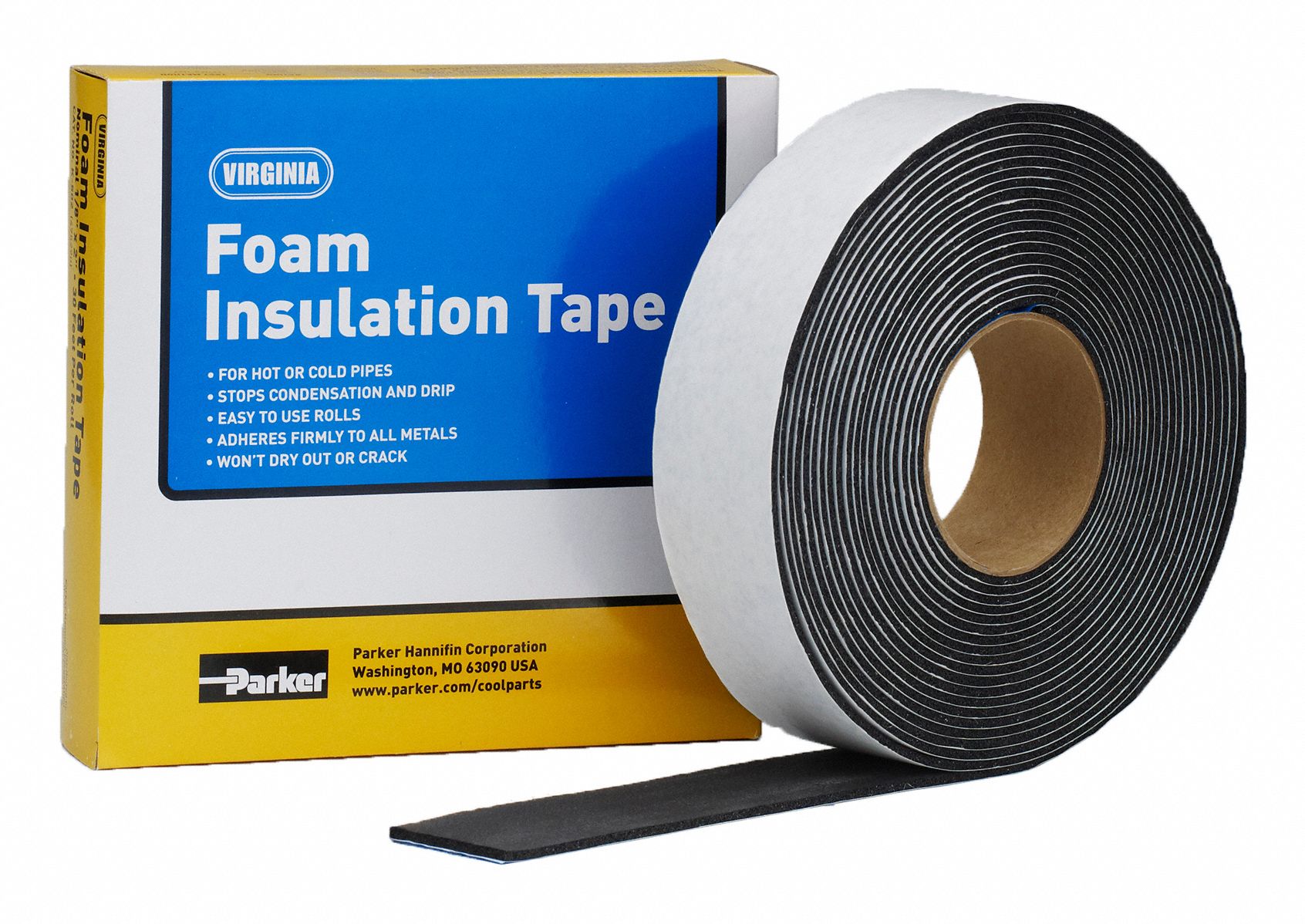 Foam Tape: Continuous Roll, Black, 2 in x 10 yd, 1/8 in Tape Thick, 1 Pack Qty, Polyethylene Foam